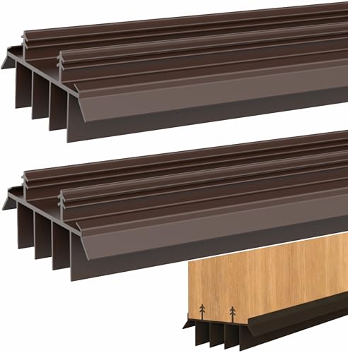 2 Pack] 36 Inch Exterior Door Sweep with Vinyl Fin... (2 Count | Brown | Vinyl)
