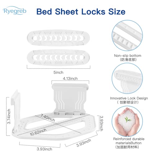Sheet Holders Bed Sheet Grippers - Fitted Sheet Holder for Corners Keep Sheets Firm & Tight Fit All Sheet Sizes Sheet Straps Clips Easy Installation