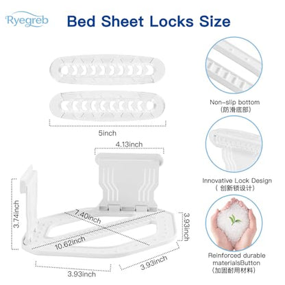 Sheet Holders Bed Sheet Grippers - Fitted Sheet Holder for Corners Keep Sheets Firm & Tight Fit All Sheet Sizes Sheet Straps Clips Easy Installation