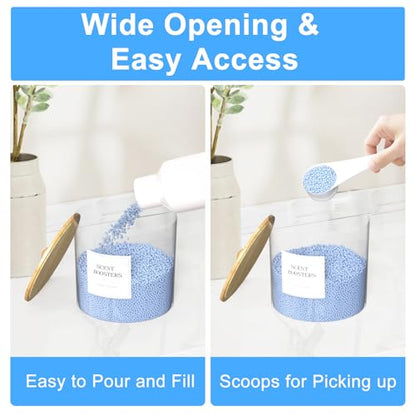3+1 Pack Laundry Pods Containers & Dryer Sheet Holder & Laundry Detergent Dispenser, Laundry Room Organization and Storage Jars with Lids, Labels and Scoops for Scent Booster, Powder, Pods