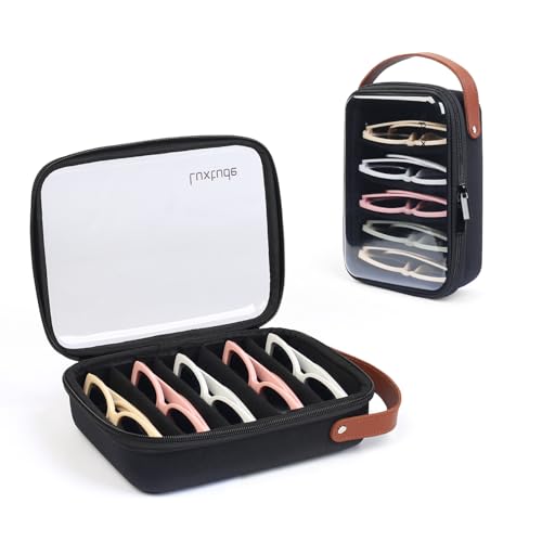 Travel Sunglasses Organizer Case, Clear Sunglasses Travel Case | Glasses Case Multiple Pairs with Adjustable Slots, Hard Shell Sunglass Storage Organizer for Women Men/Camping/Beach etc.
