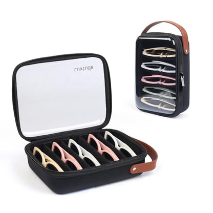 Travel Sunglasses Organizer Case, Clear Sunglasses Travel Case | Glasses Case Multiple Pairs with Adjustable Slots, Hard Shell Sunglass Storage Organizer for Women Men/Camping/Beach etc.