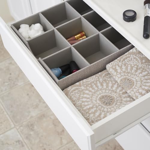 Household Essentials Grey 728-1 Deep 9 Section Drawer Organizer Box for Storage 12 in x 3.13