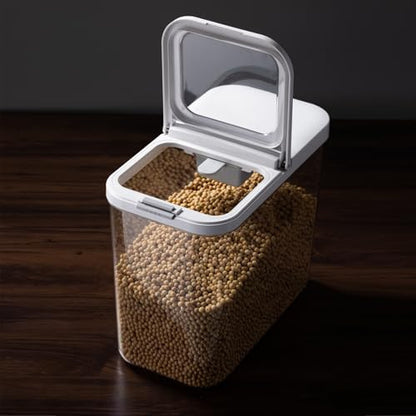 20-25 lbs Rice Dispenser with measuring spoon - Rice Container | 11.4Qt/12L Large Airtight Food Storage Rice Container for Cereal, Flour - BPA-Free PET, Slim Space-Saving