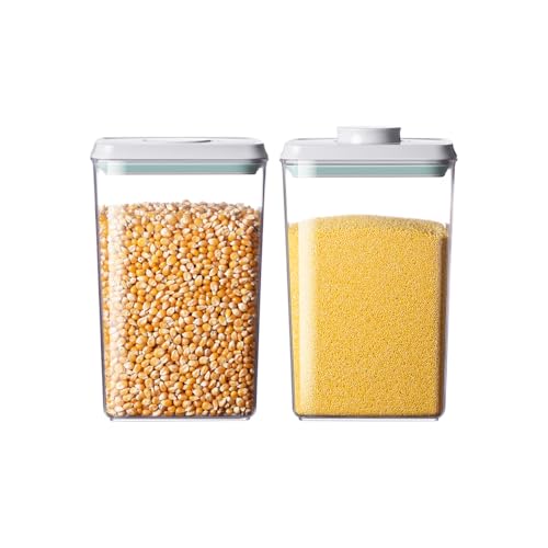 Food Storage Containers with Lids,2.9Qt 2Pcs Airtight Pop Food Storage Containers, BPA-Free Stackable Kitchen Pantry Organizers and Storage, One Button Opening Flour and Sugar Container Sets