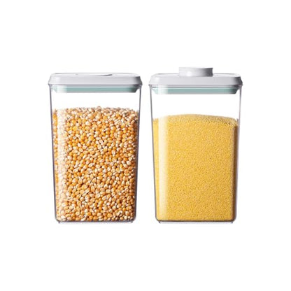 Food Storage Containers with Lids,2.9Qt 2Pcs Airtight Pop Food Storage Containers, BPA-Free Stackable Kitchen Pantry Organizers and Storage, One Button Opening Flour and Sugar Container Sets