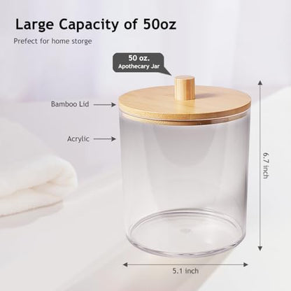1 Pack 50oz Laundry Pods Container with Natural Bamboo Lid