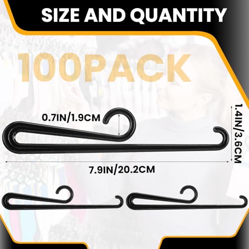 DoubleFill 100 Pcs Plastic Scarf Hanger with Curved Bar 7.9" Black Plastic Hangers Scarf Display Jean Hanger Short Neck Hangers for Boutiques Shops and Vendor Shows Tights Leggings