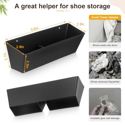 Novabright 8 Pack Wall Mounted Shoes Rack Storage with Sticky Strips Plastic Hanging Shoes Holder Organizer for Entryway Closet Bathroom Door RV Camper Sandals Sneakers Slippers, Black