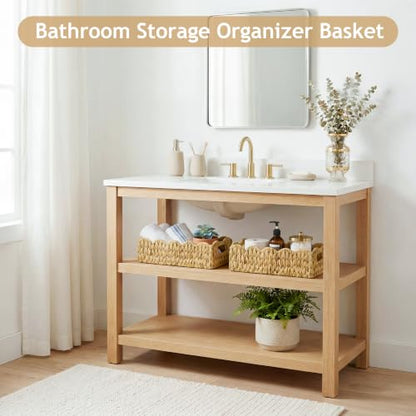 efluky Toilet Paper Basket, Scalloped Basket, Bathroom Decor Back of Toilet Basket, Wicker Natural Water Hyacinth Bathroom Basket for Organizing Countertop,Shelves,Bedroom