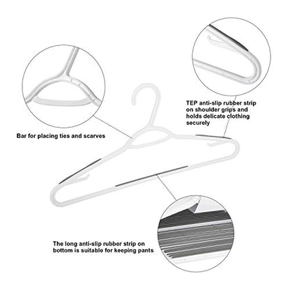 Plastic Clothes Hangers 30 Pack, Non Slip Coat Hanger Grey | Clothing Hangers with Rubber Grip, Thin Pants Hangers Space Saving, Closet Hangers for Adult Skirt Shirt Suits Dress