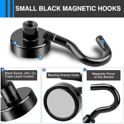 LOVIMAG Magnetic Hooks, Cruise Essentials 2026, 30 Pack-30LBS | Heavy Duty Strong Magnet Hook for Cruise Cabin, Refrigerator Fridge, Ship, Classroom, Kitchen Grills, Black