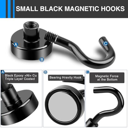 LOVIMAG Magnetic Hooks, Cruise Essentials 2026, 30 Pack-30LBS | Heavy Duty Strong Magnet Hook for Cruise Cabin, Refrigerator Fridge, Ship, Classroom, Kitchen Grills, Black