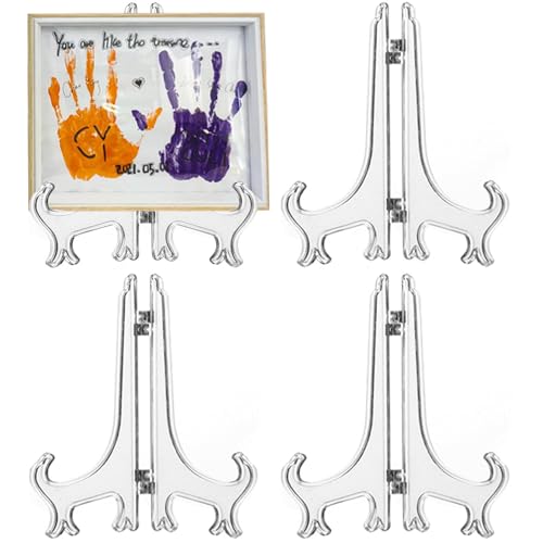 4 Pack 12 Inch Clear Plastic Easels or Stand/Plate... (Clear | Plastic)
