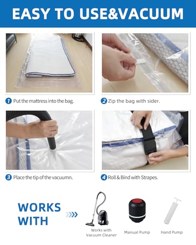 Vacuum Storage Bags for moving, Vacuum Seal Bags for Memory Foam, Latex, Clothing & Bedding, Space Saver Bags for Organization and Storage(XX-Large)