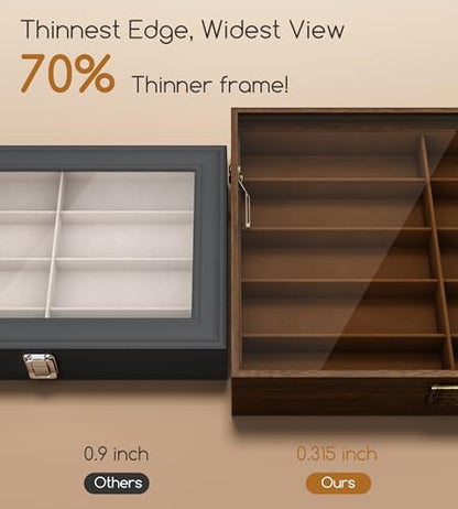NEWLOOP 10/20/30 Wooden Pattern Sunglass Organizer Multiple Pairs of Eyeglass Ultra-thin Frame Storage Box for Women Men