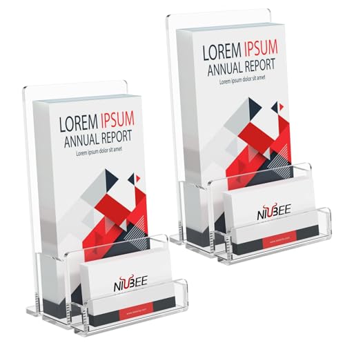 Acrylic Brochure Holder 4‘’, Pamphlet Rack Card Fl... (Clear | Acrylic)