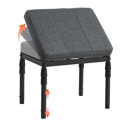 Adjustable Ottoman Pouf Footrest, 60 Degree Tilt,... (Carbon Gray | Foam, Iron)