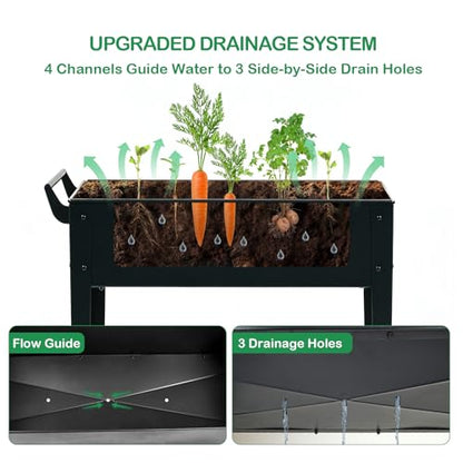2-Pack 32" Tall Elevated Raised Garden Bed with Wheels and Shelf | Rolling raised garden planter, heavy-duty anti-rust steel, 400 lbs, storage, drainage, for herbs, flowers, patio, balcony