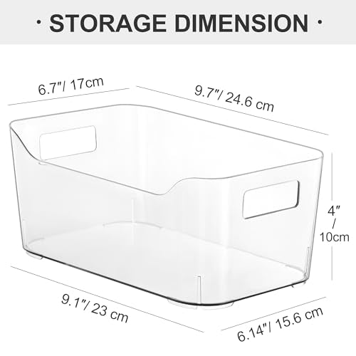 Pantry Organizers and Storage, 12 Pack Clear Plastic Storage Bins for Freezer, Multi-Use Organizer Bins for Kitchen, Office, Fridge, Cabinet and Shelf Organizing