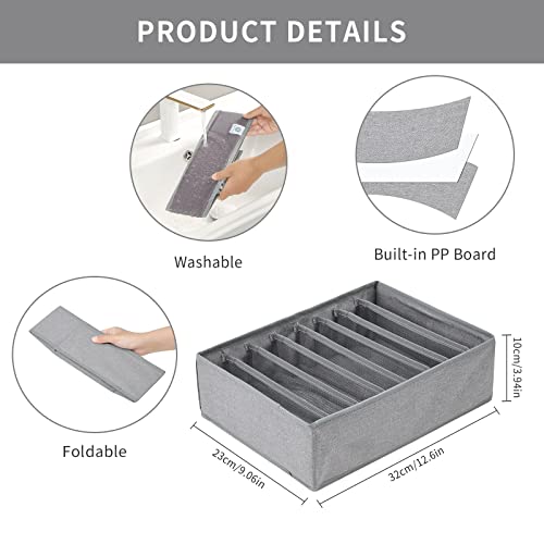 4 Pack Drawer Organizers for Clothing, 8 Grids Foldable Closet Organizers and Storage Bins for Bedroom, Dresser Organizer Boxes for Thin T-shirts, Tank Tops, Camisoles, Tights, Leggings