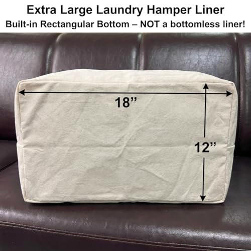 2 Pcs Laundry Basket Hamper Liner Replacement Bags, Laundry Backpack Bags | Cotton canvas Fabric, Carrying Handles & Drawstring Closure, Machine-washable, Laundry hamper removable Bags with straps