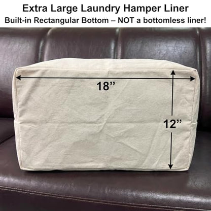 2 Pcs Laundry Basket Hamper Liner Replacement Bags, Laundry Backpack Bags | Cotton canvas Fabric, Carrying Handles & Drawstring Closure, Machine-washable, Laundry hamper removable Bags with straps