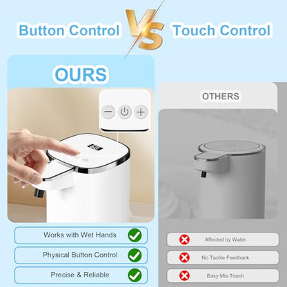 Automatic Liquid Soap Dispenser Touchless, USB Rechargeable Smart Hand Soap Dispenser, 9-Level Adjustable, Physical Button Operation, 13.5oz/400mL Wall Mounted for Bathroom Kitchen Dish Soap