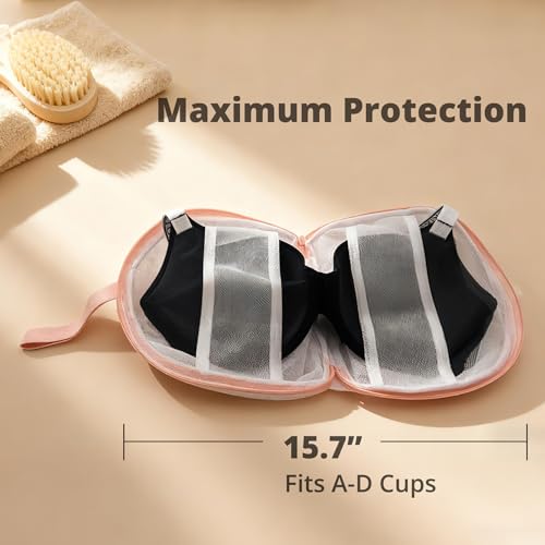 3Pcs Bra Wash Bag with Plastic Frame Support, Protective Lingerie Laundry Bags for Washer & Dryer, Anti-Tangle & Anti-Deformation Mesh Bag