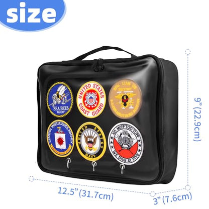 Patch Display Case, 6-Page (12-Side) Flip-Page Patch Book Storage Bag for Military, Police and Velcro Patches, Dustproof Tactical Nylon Patch Organizer with Transparent Front (Black, 12.5x10in)