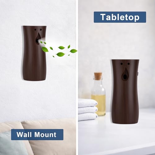 (2-pack) Automatic Air Freshener Spray Dispenser, Wall Mounted or Freestanding Sprayer Holder, Multiple Time Settings, Use in Commercial and Home (Wood, 1121)