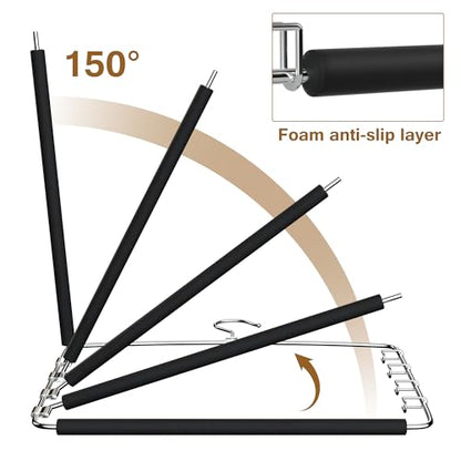 Pants Hangers Space Saving, 2 Pack Anti-Slip Space Saving Hangers, 5 Layer Swing Arm Pants Hanger Stainless Steel with Non-Slip Padding, Closet Organizers & Storage for Pants Trousers Jeans