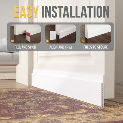 Door Draft Stopper for Huge Gap，3" W x 39" L Adjustable Widened Under Door Seal for Exterior/Interior Doors，Under Door Draft Blocker Soundproof/Insulator Door Sweep Weather Stripping，1 Pack White