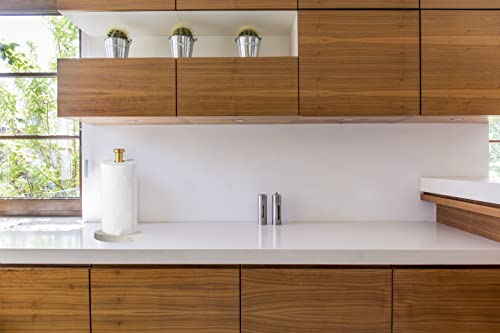Paper Towel Holder Countertop, Standing Paper Towel Roll Holder for Kitchen Bathroom, with Weighted Marble Base for One-Handed Operation (Gold), Gold Paper Towel Holder, Marble