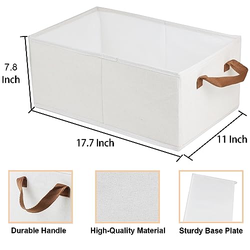Fordonral Pack of 3 Large Capacity Storage Bins Closet Organizer System, Sturdy Foldable Boxes for Organizing Clothing, Sheets, Toys, Books - Shelf Shelves Basket Bin Linen White