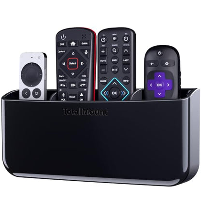 TotalMount Drop-Free Remote Holder – Removable Adhesive Strips – XL Black | Designed in the USA – Simply Put the Remotes In – No Tricky Magnet Alignment Needed (Holds 3 or 4 Remote Controls)