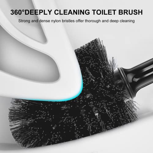 Toilet Brush and Plunger Set, Semi-Hidden Toilet Plungers, Black | Heavy Duty Toilet Bowl Brush and Holder for Bathroom Toilet Plunger and Brush Set for Deeply Cleaning