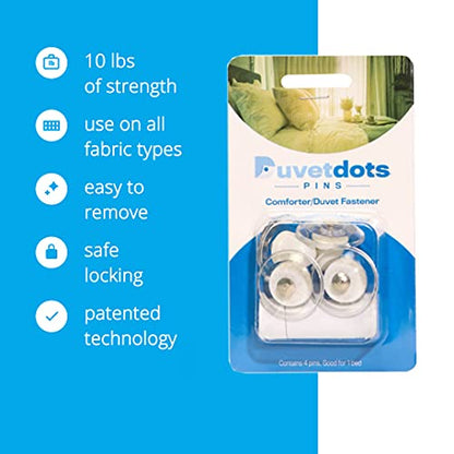DuvetComforter Strong Magnetic Fasteners with Key (Comforter GripsDuvet Cover ClipsMagnetic Duvet ClipDuvet Donuts (1 Set or 4 - Enough for 1 Bed)), Clear