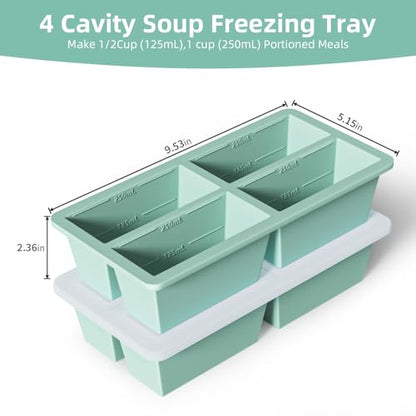 Silicone Freezer Tray for Sauce Cube: FDDAI Super Prep Freezing Tray for Souped Storage - Freeze 125mL 250mL Broth Soup Portion