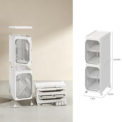 Narrow Storage Cabinet Slim Bathroom Storage Cabin... (White | Plastic)