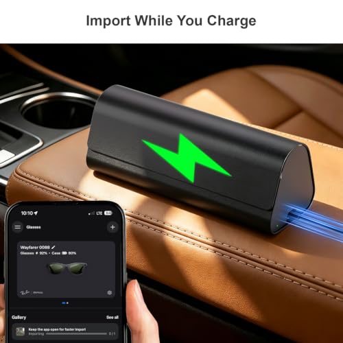 2000mAh Foldable Charging Case for Ray-Ban Meta Gen 2 & Gen 1 Smart Glasses | 2-in-1 Slim Travel Charger Pouch Accessories, Portable Charger Stand, Compatible with Wayfarer/Skyler/Headliner/Blayzer