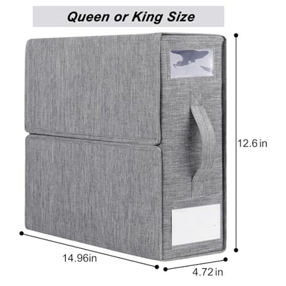 Bed Sheet Organizers and Storage 2 Pack Queen/King Size Foldable Sheet Organizer for Linen Closet Folder Organizer for Duvet Cover Set Bedsheet Organizers for Bedding Clothes Blankets, Grey