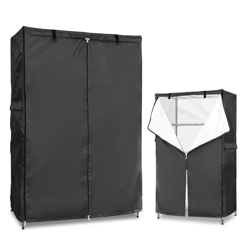 Wire Rack Covers,Heavy Duty 600D Dustproof Waterproof Storage Rack Covers for Metal Shelves,Storage Shelf Cover with Zipper for Wire Shlef,48''W x 19''D x 72''H,Black