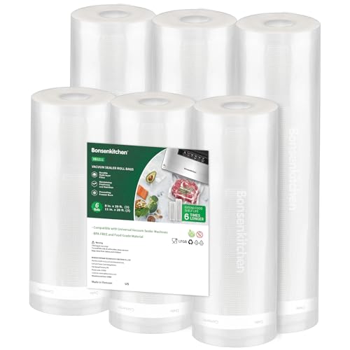 Vacuum Sealer Rolls bags, 3 Rolls 11"x 20'+ 3 Roll... (6 Count | Clear)