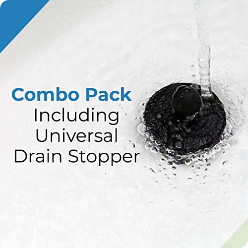 TubShroom Tub Drain Hair Catcher Combo Pack with Silicone Stopper, Black Chrome – Protector and for Bathroom Drains, fits any standard bathtub drain measuring 1.4” to 1.8” wide