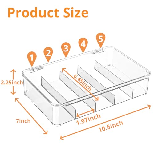 Sunglasses Organizer, Acrylic Clear Plastic Stackable Sunglasses Case with 5 Compartments,Glasses Organizer