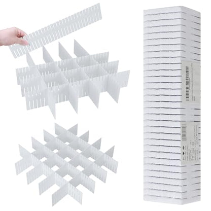 ALBAD Plastic Drawer Dividers Adjustable Drawer Organizer Dividers Separator for Tidying Clutter/Cutlery/Underwear/Socks/Clothes/Dresses/Boxes/Bins in Kitchen Bathroom Bedroom Office