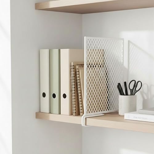 Nexu 6-Pack Metal Mesh Shelf Dividers for Closet Organization, Ultra-Stable Under-Shelf Hook Closet Dividers, Heavy Duty Purse, Handbag & Bag Organizer for Shelving, Clothes, Bedroom, White