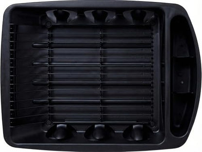 Tribello Sink Dish Drying Rack, Heavy Duty Hard Plastic Drying Rack, Dish Drainer for Kitchen Counter with Drainboard Set, with Silverware Holder - 18 x 13 x 6 (Black) - Made in USA