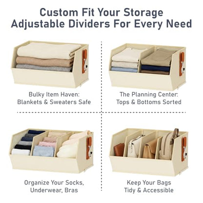 Hanging Closet Organizer Extra Large, Clothes Hanging Shelves for Closet with Divider, Collapsible Closet Storage System, Fabric Closet Hanging Organizer for Home, Dorm, Rv, ,Handbags, Underwear, Sock